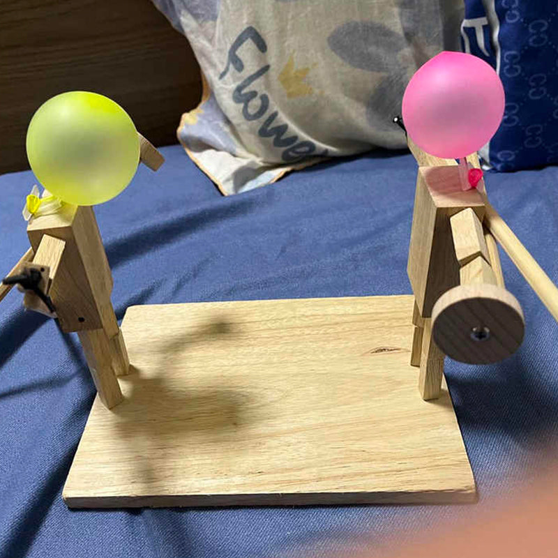 Wooden 2-player balloon duel party game