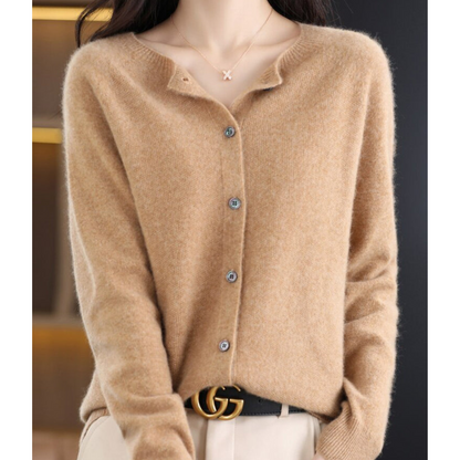 Women's Knit Cardigan – Crew-Neck Button-Front Cardigan