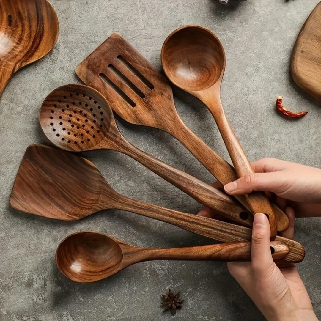 Wooden Cooking Utensil Set – Rustic Kitchen Tools