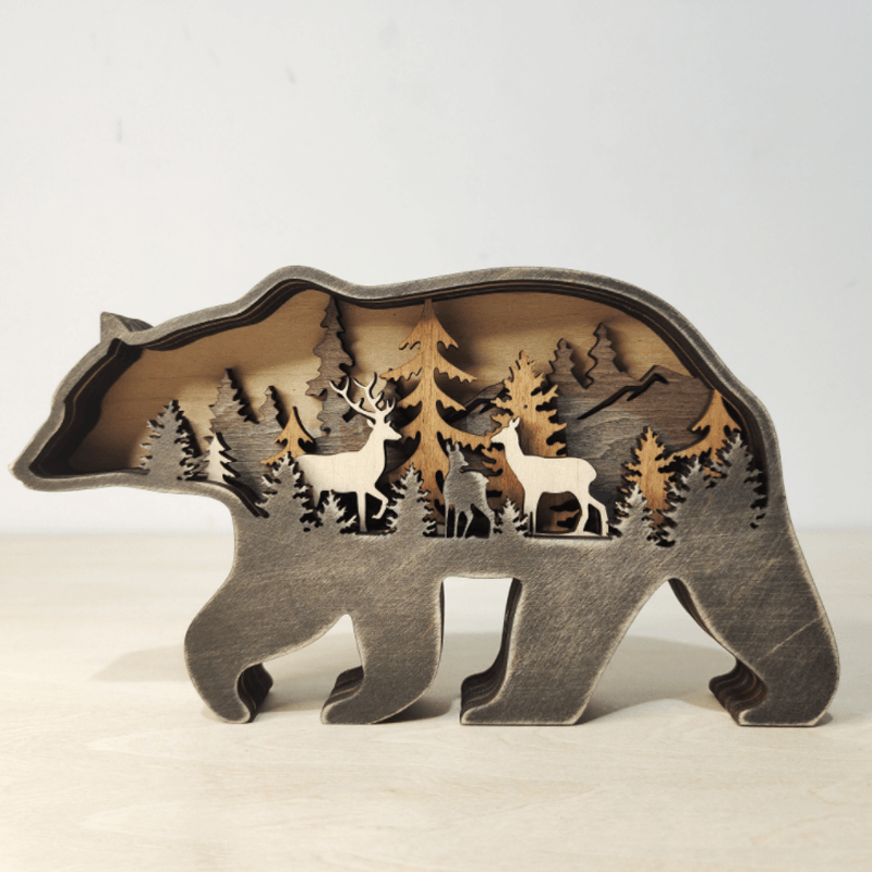 3D Handcrafted Wooden Animal Sculpture – Artistic Décor & Gift