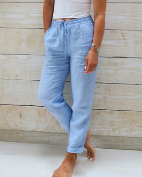 Women's drawstring high-waist trousers