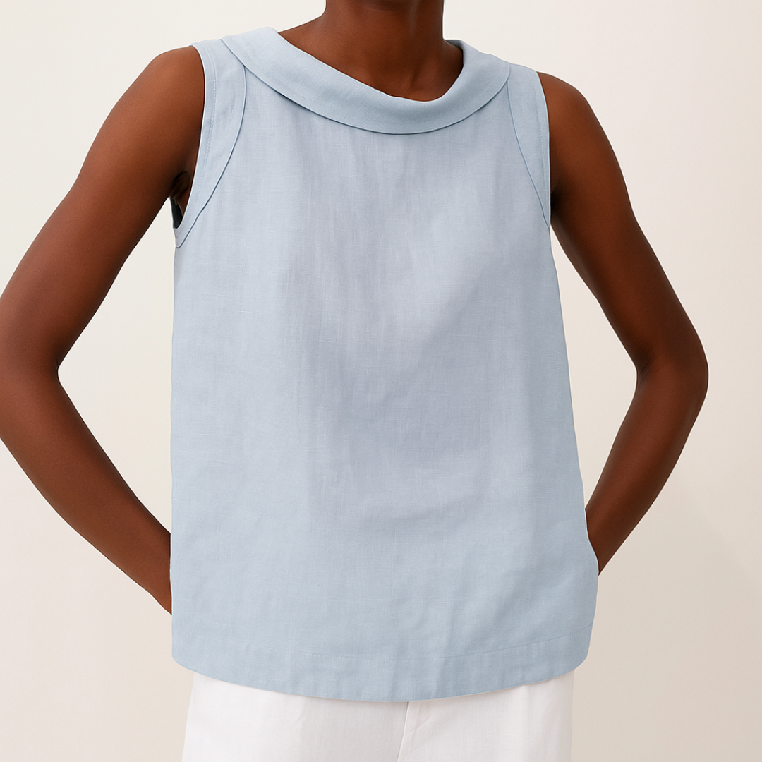 Women's sleeveless roll-neck mock-collar top