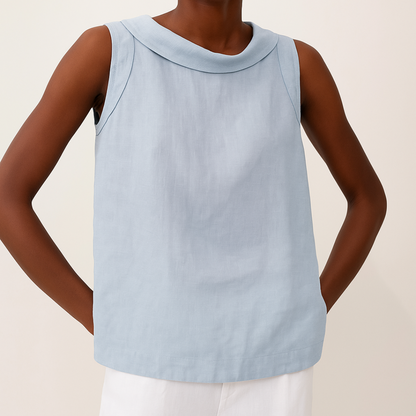 Women's sleeveless roll-neck mock-collar top