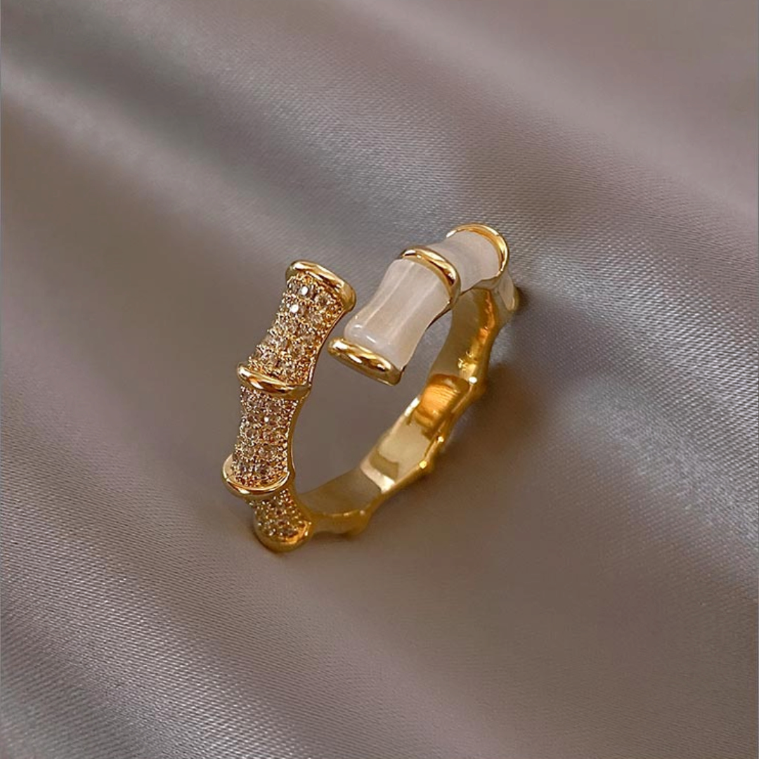 Adjustable Opal Ring with Gold-Tone Finish