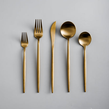 Modern matte stainless steel cutlery set