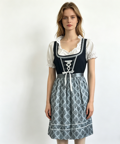 Women's Dirndl Dress – Traditional Midi Dress with Apron