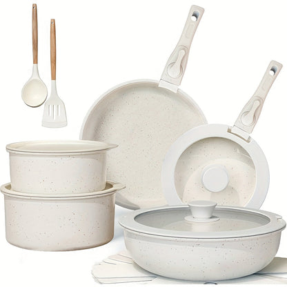 17-piece ceramic non-stick pan set with removable handles