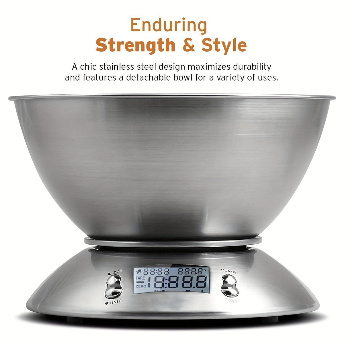 Digital kitchen scale with stainless steel platform