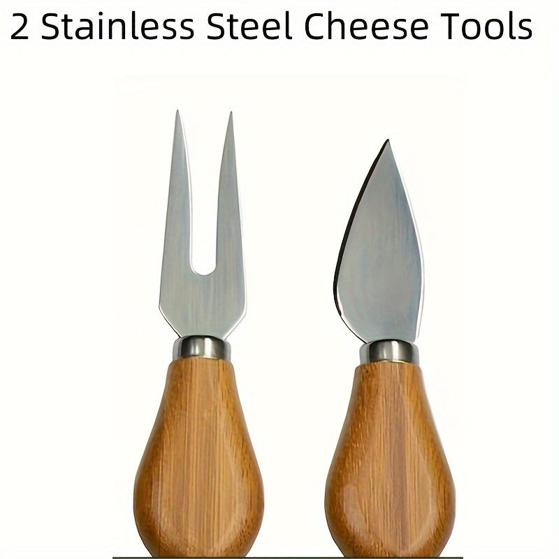 Bamboo cheese and snack board set with knives