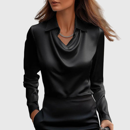 Women's pleated-neck blouse - detail