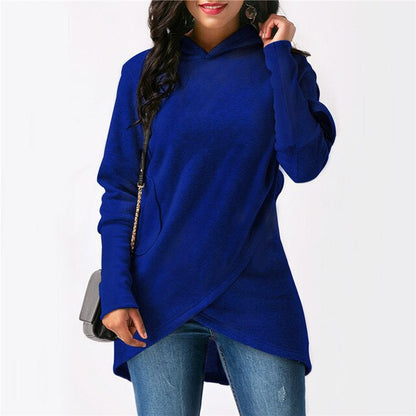 Women's asymmetric soft hooded sweatshirt