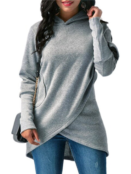 Women's asymmetric soft hooded sweatshirt