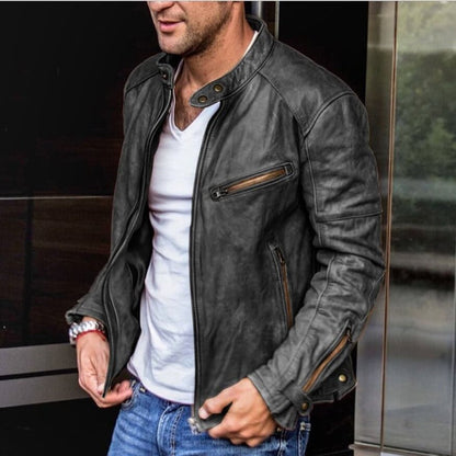 Men's Faux Leather Jacket – Versatile Biker Jacket