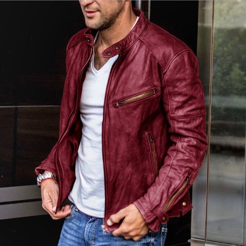 Men's Faux Leather Jacket – Versatile Biker Jacket