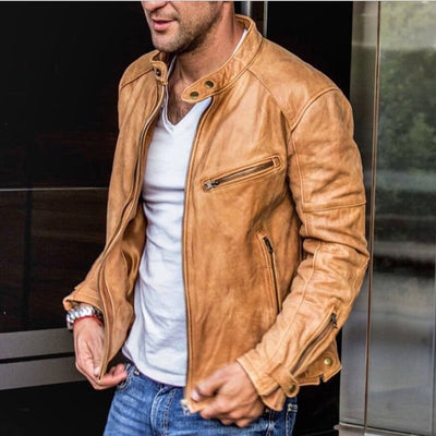 Men's Faux Leather Jacket – Versatile Biker Jacket