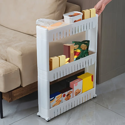 Slim 3-tier rolling storage trolley cart