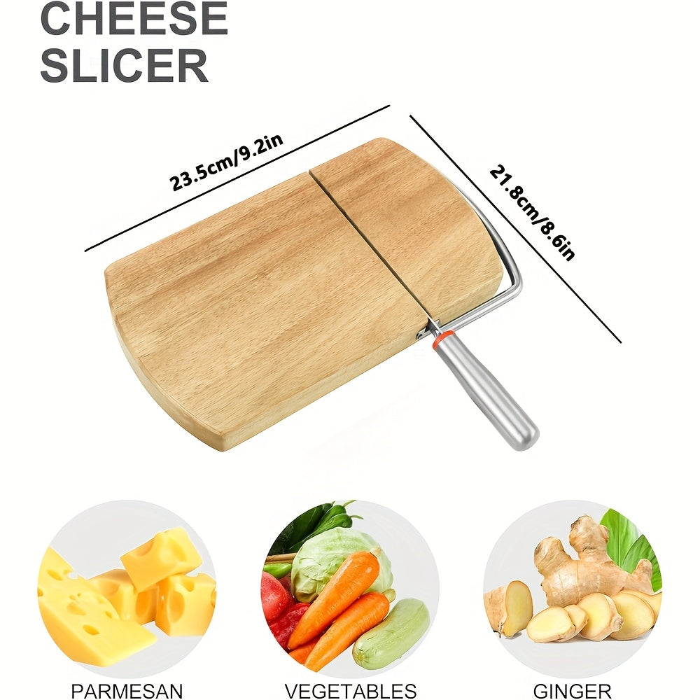 Acacia wood cheese knife set with stainless steel blades