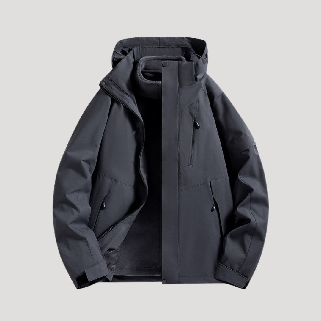 Women's black waterproof hooded windbreaker outdoor jacket