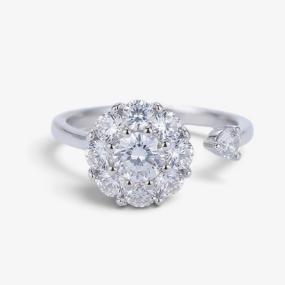 Adjustable 925 Sterling Silver Ring with Spinning Cubic Zirconia