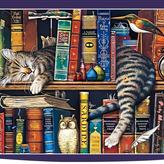 Cat on a bookshelf 1000-piece jigsaw puzzle
