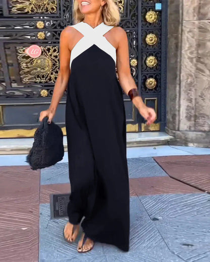 Women's crossover front maxi dress