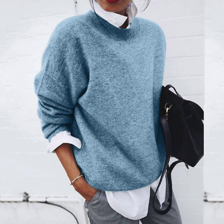 Women's warm round-neck knit jumper