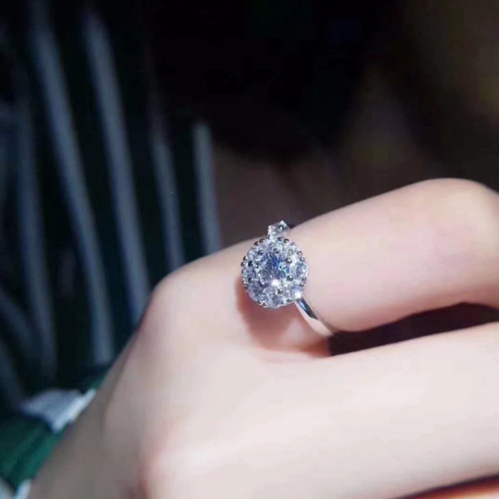 Adjustable 925 Sterling Silver Ring with Spinning Cubic Zirconia