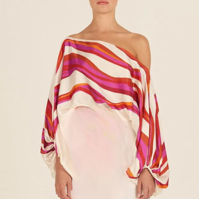 Women's off-shoulder top and wide-leg trousers two-piece set