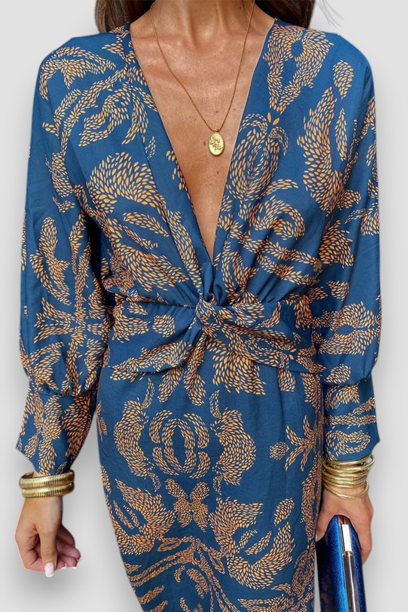 Women's V-neck floral midi dress