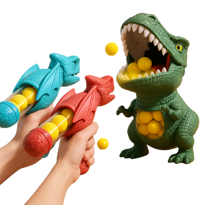 Dinosaur blaster target game with foam balls