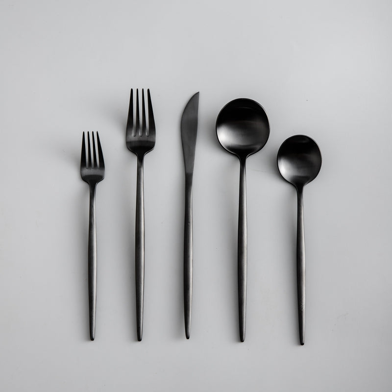 Modern matte stainless steel cutlery set