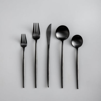 Modern matte stainless steel cutlery set