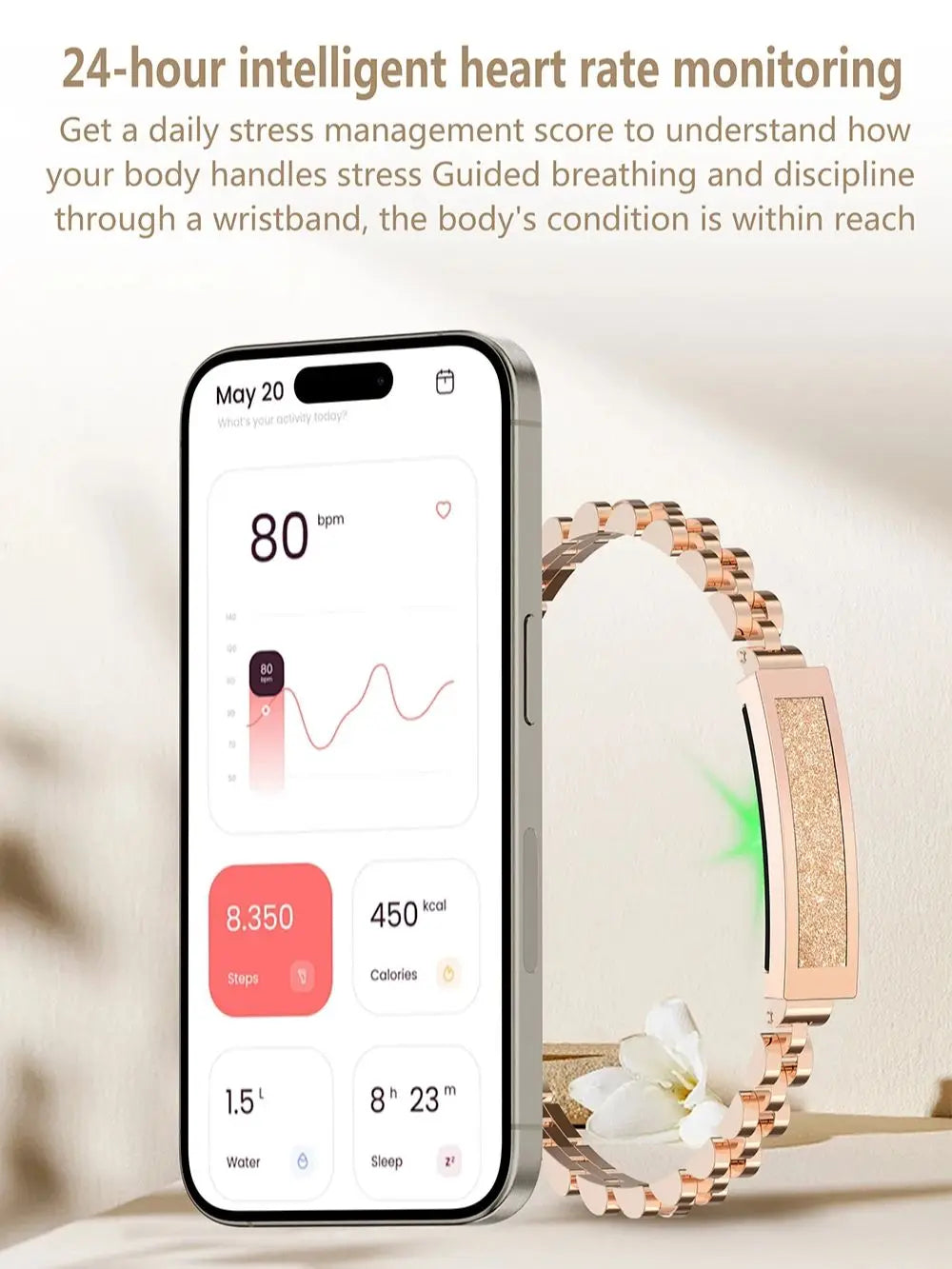 Smart bracelet with heart rate tracking