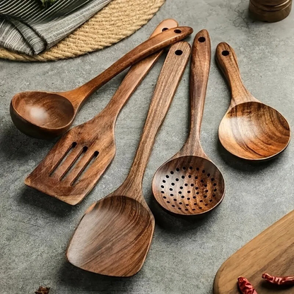 Wooden Cooking Utensil Set – Rustic Kitchen Tools