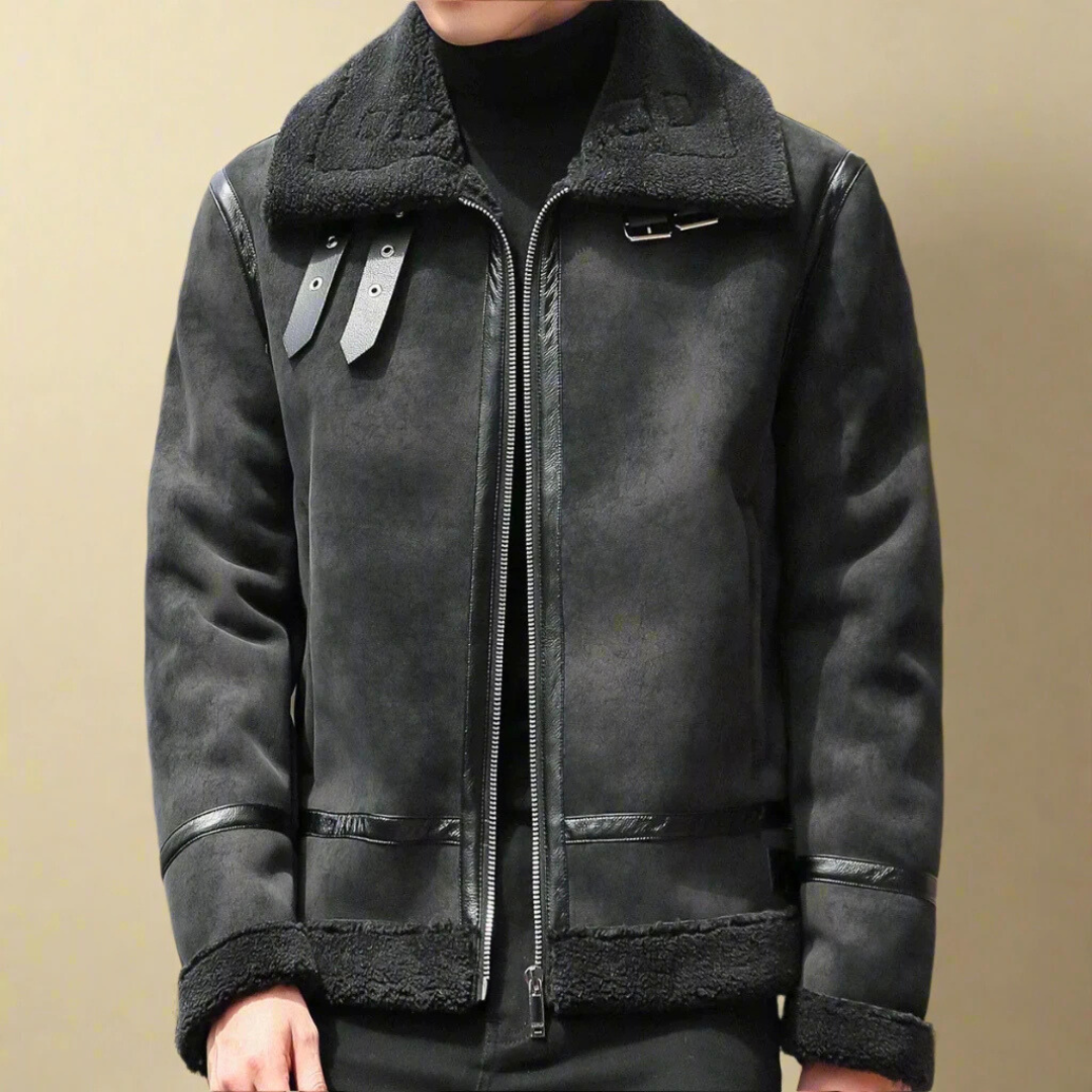 Men's warm suede winter coat