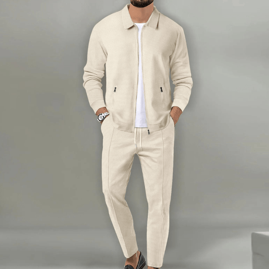 Men's long-sleeve knit and trousers set - front