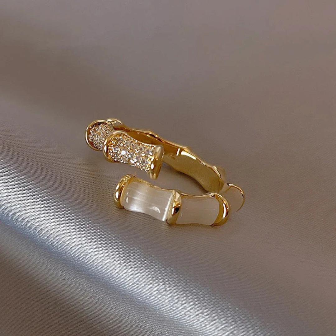 Adjustable Opal Ring with Gold-Tone Finish