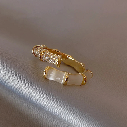 Adjustable Opal Ring with Gold-Tone Finish