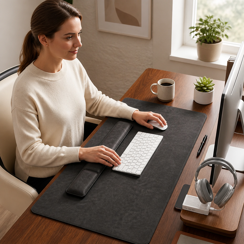 Desk Pad Set – 3-Piece Mat with Wrist Rests