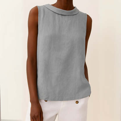 Women's sleeveless roll-neck mock-collar top