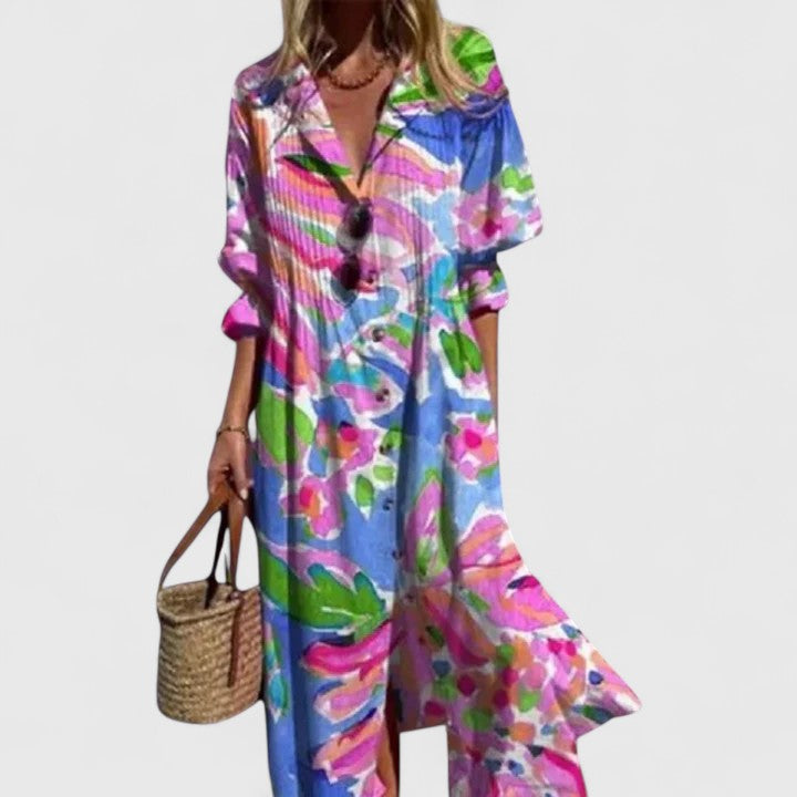 Women's boho printed maxi dress in a flowing fit