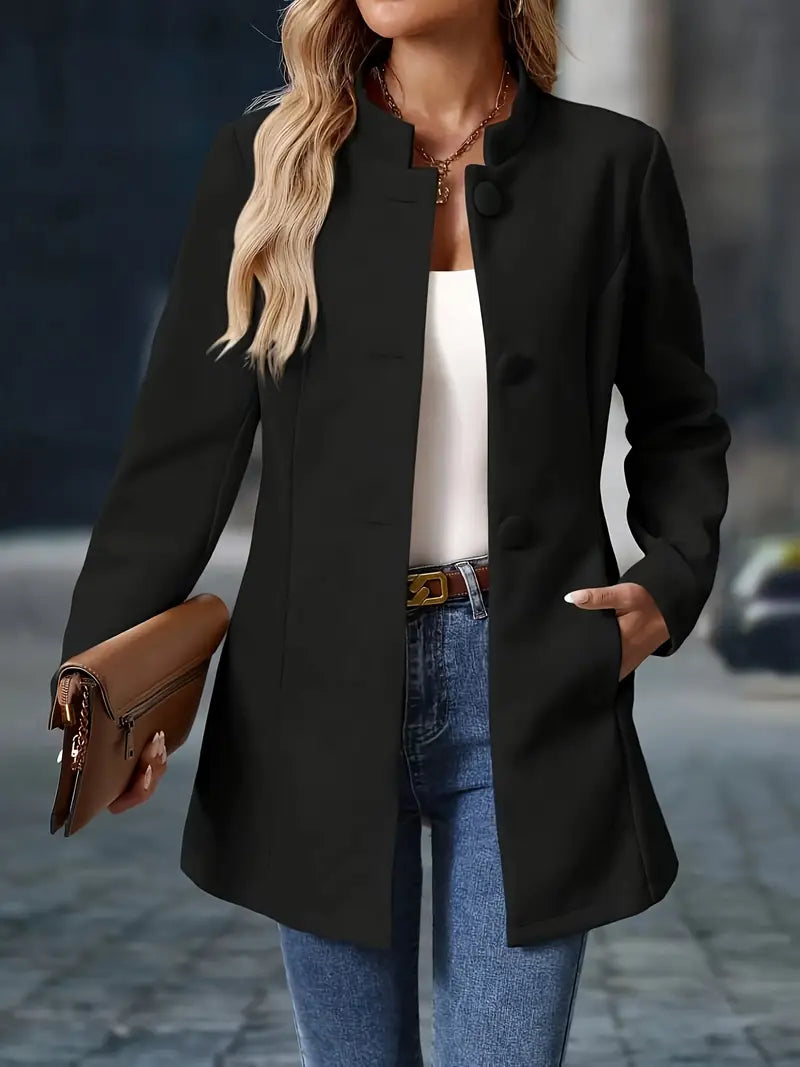 Women's Winter Coat – Classic Button-Front Longline Coat