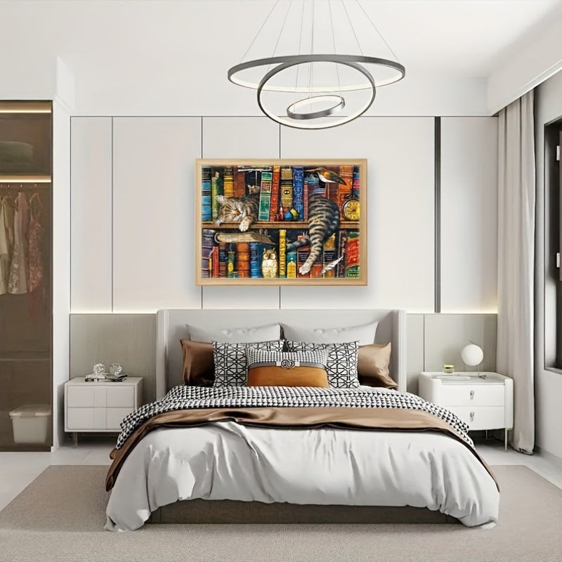 Cat on a bookshelf 1000-piece jigsaw puzzle