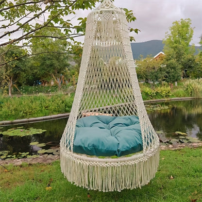 Handwoven Hanging Chair – Boho Cotton Rope Swing Seat