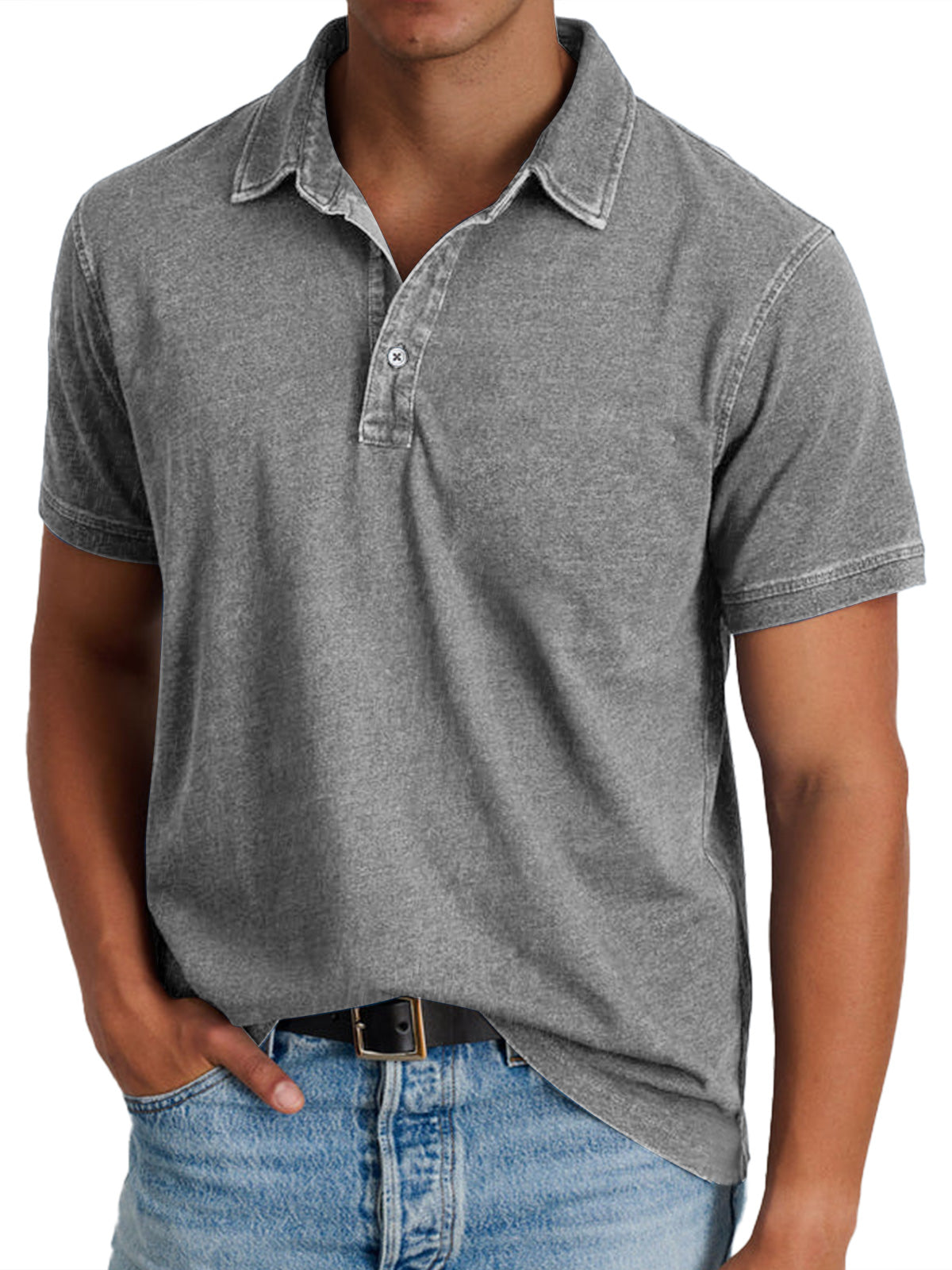 Men's collared polo - detail