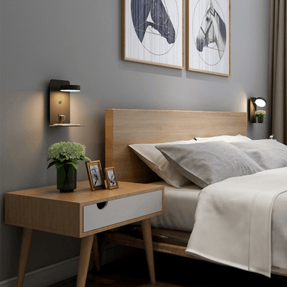 LED wall lamp with USB charging and rotating head