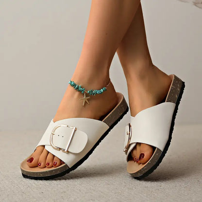 Flat Orthopaedic Sandals for Women, Adjustable Buckle Strap Comfort Sandals