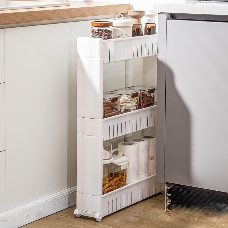 Slim 3-tier rolling storage trolley cart
