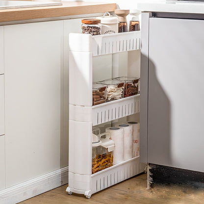 Slim 3-tier rolling storage trolley cart