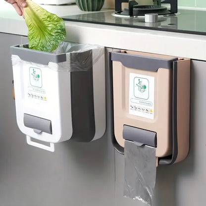 Foldable wall-mounted collapsible kitchen waste bin